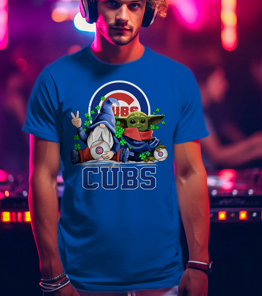 Chicago Cubs Leprechaun Gnome Baby Yoda Baseball Clover T-Shirt