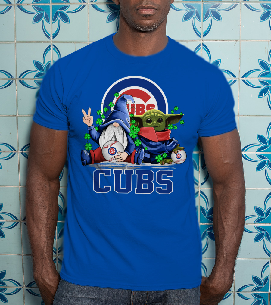 Chicago Cubs Leprechaun Gnome Baby Yoda Baseball Clover T-Shirt