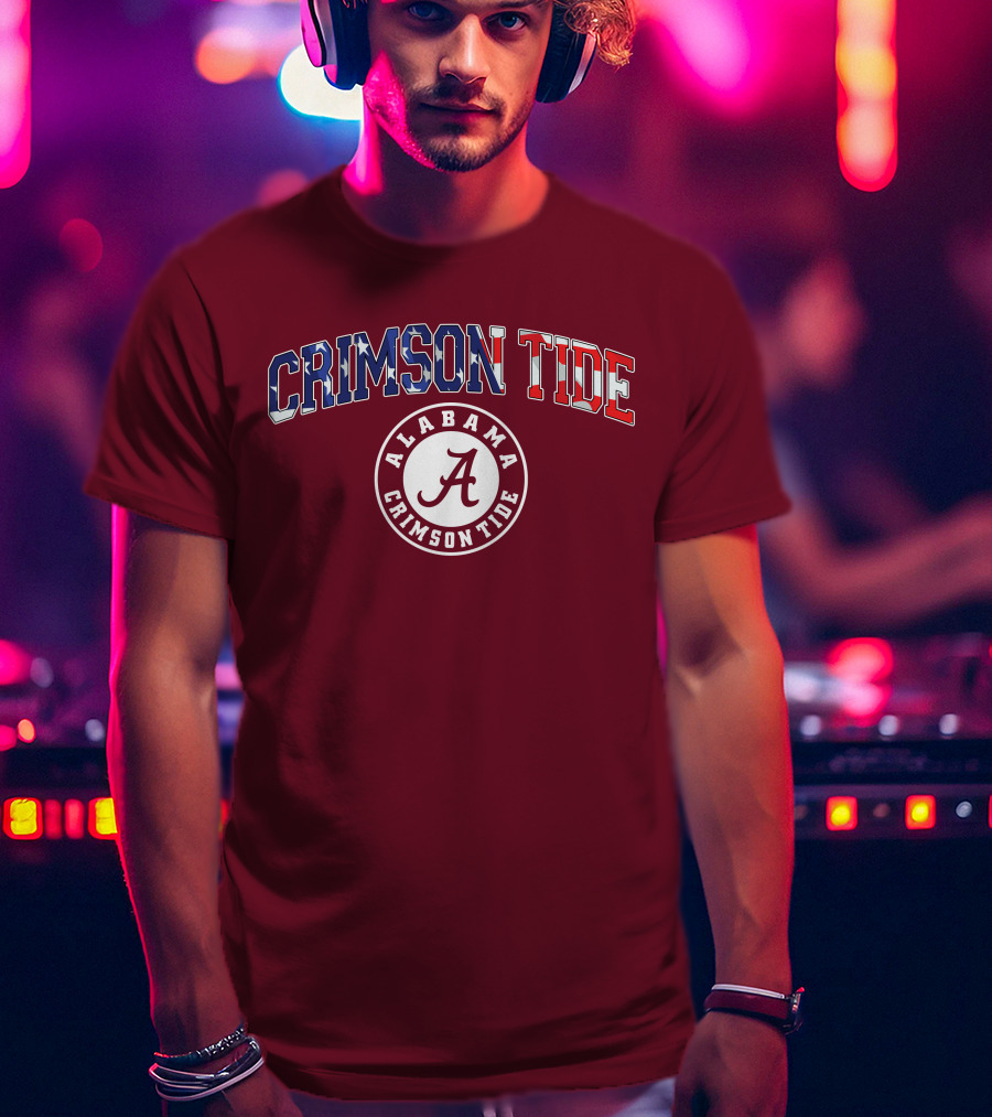 Alabama Crimson Tide American Flag Crimson Tide Circle T-Shirt
