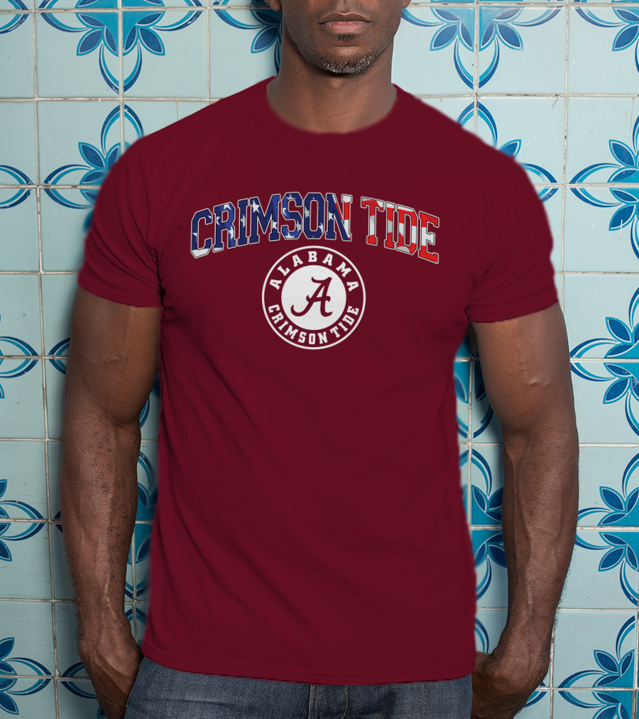 Alabama Crimson Tide American Flag Crimson Tide Circle T-Shirt