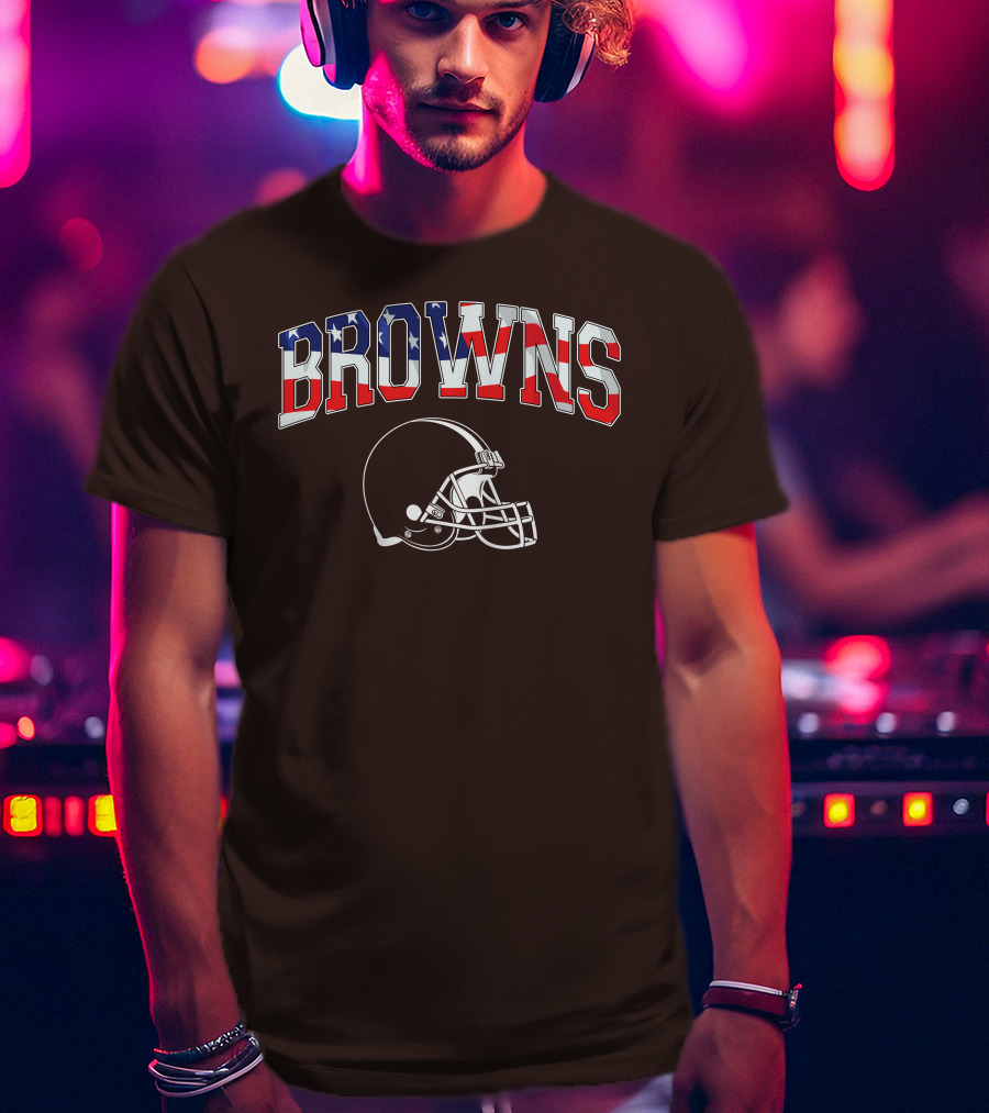 Browns American Flag Helmet T-Shirt