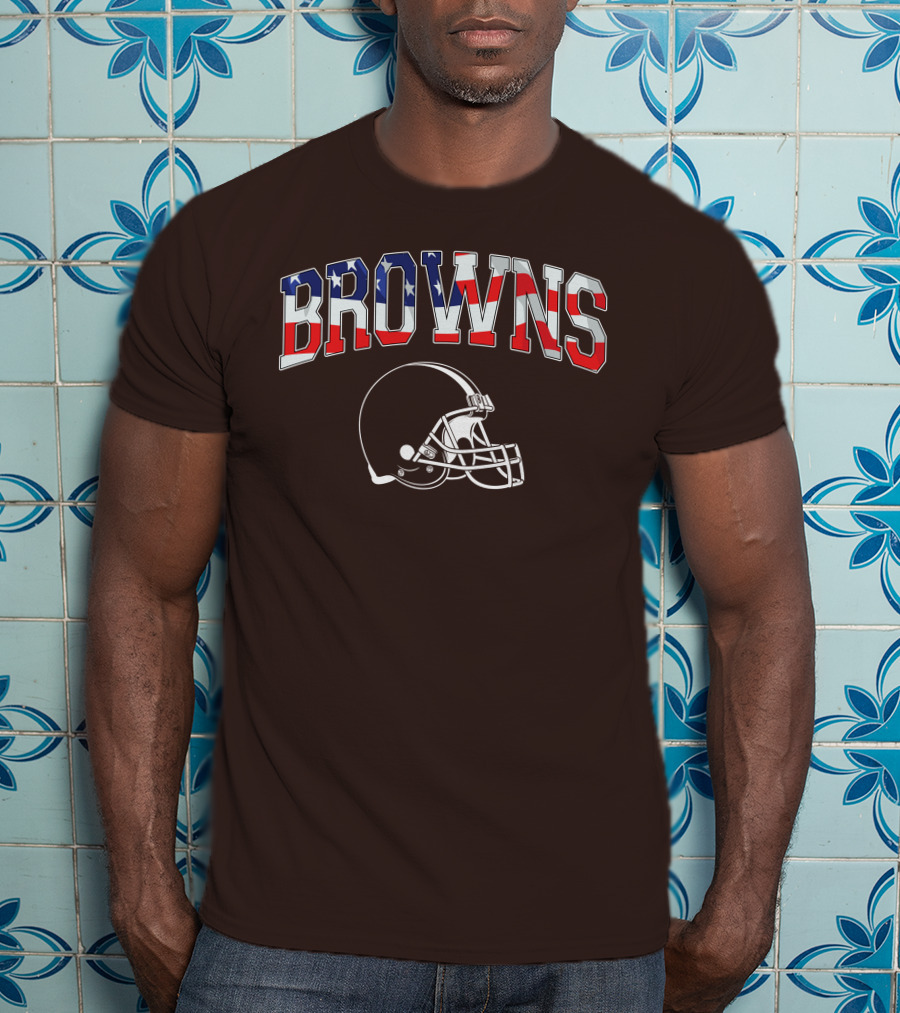 Browns American Flag Helmet T-Shirt