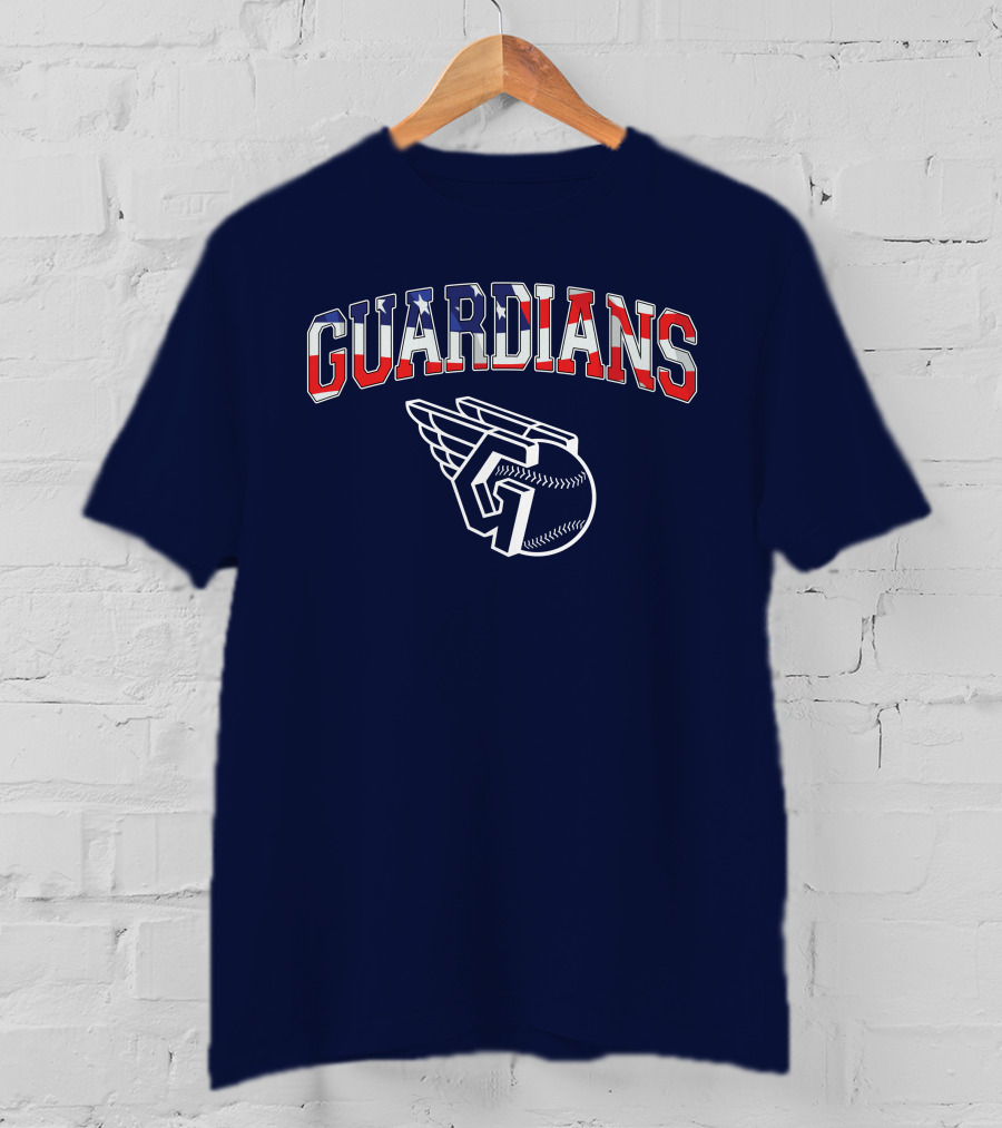 Guardians American Flag Baseball Emblem T-Shirt