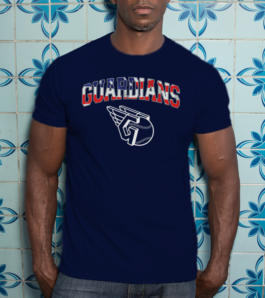 Guardians American Flag Baseball Emblem T-Shirt