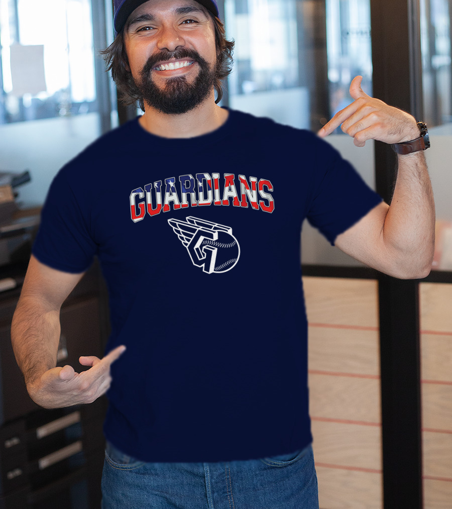 Guardians American Flag Baseball Emblem T-Shirt