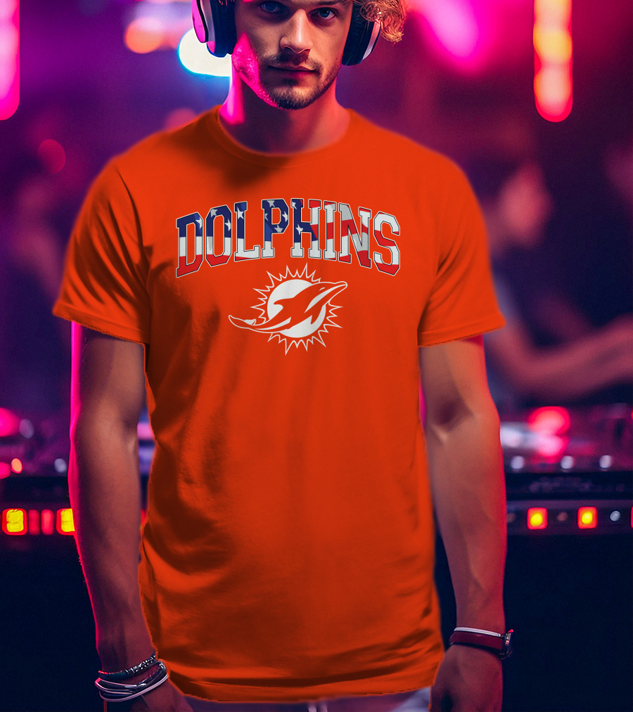 Dolphins American Flag Miami Football T-Shirt