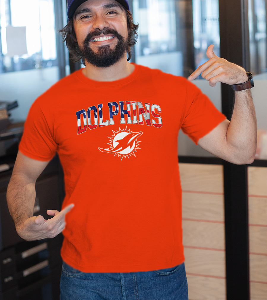 Dolphins American Flag Miami Football T-Shirt