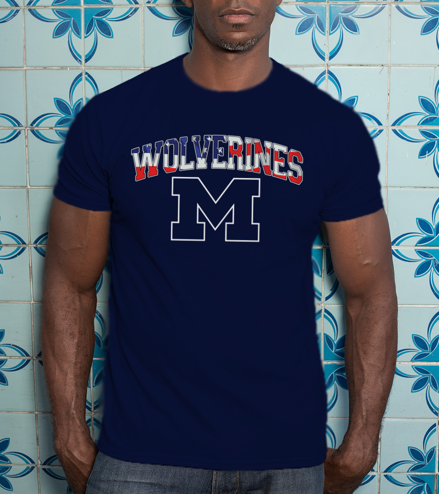 Michigan Wolverines American Flag M T-Shirt