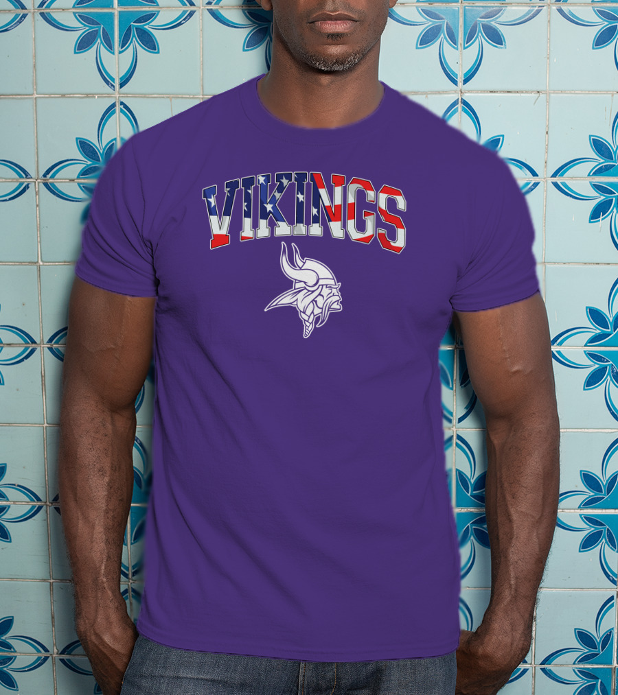 Vikings American Flag Design Minnesota Football Team T-Shirt