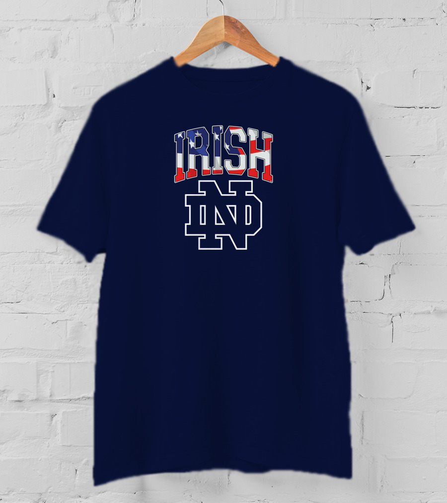 Irish ND American Flag Notre Dame Fighting Irish T-Shirt