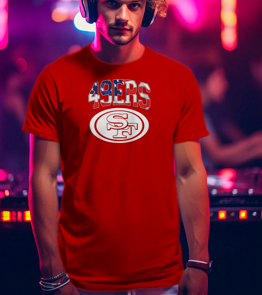 San Francisco 49ers 49ers American Flag SF Oval T-Shirt