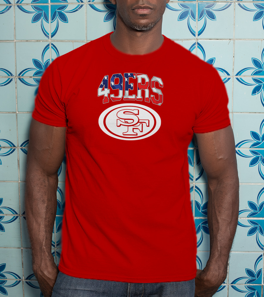 San Francisco 49ers 49ers American Flag SF Oval T-Shirt