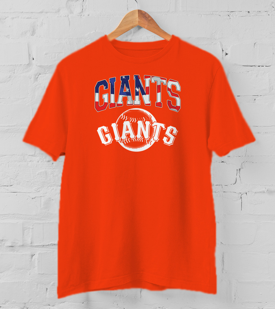 San Francisco Giants American Flag Baseball Letters USA T-Shirt