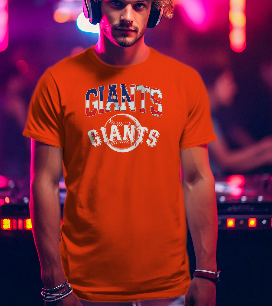 San Francisco Giants American Flag Baseball Letters USA T-Shirt