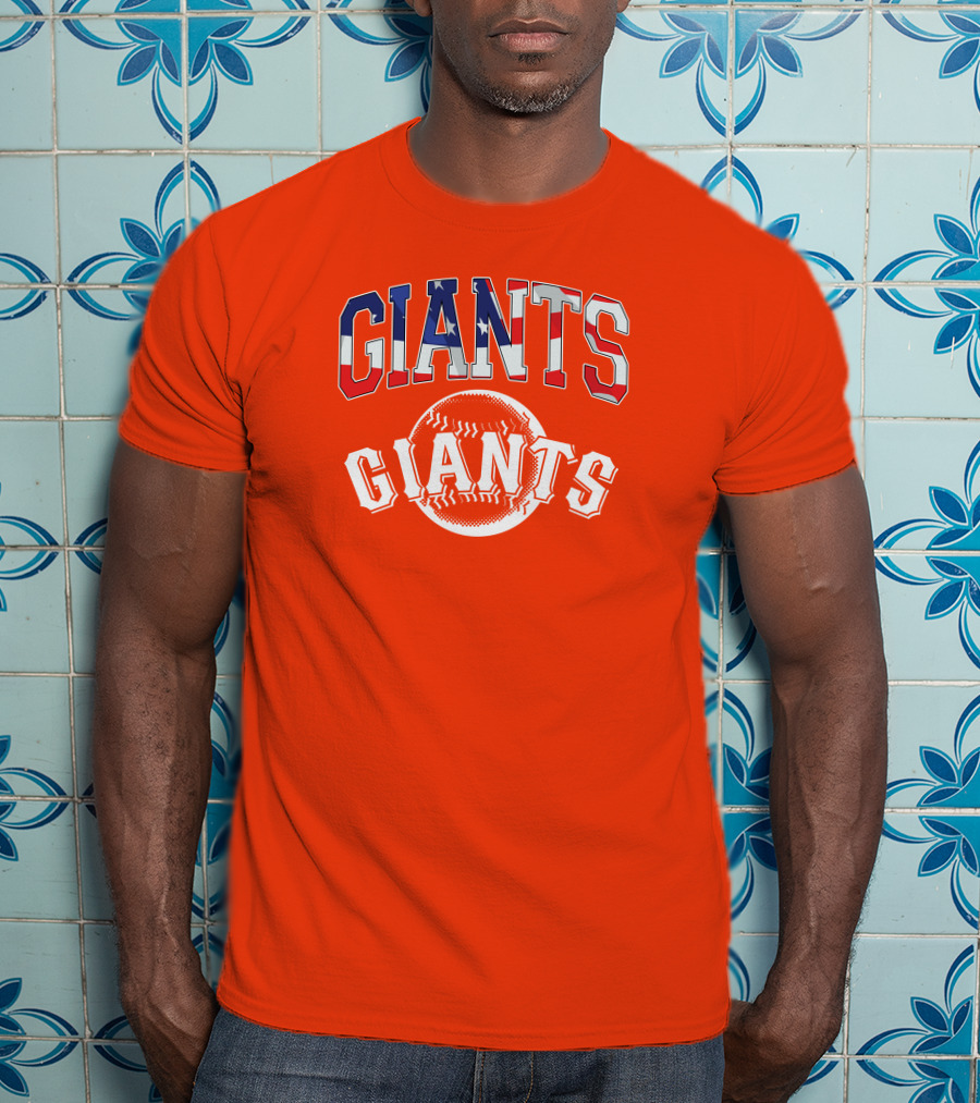 San Francisco Giants American Flag Baseball Letters USA T-Shirt