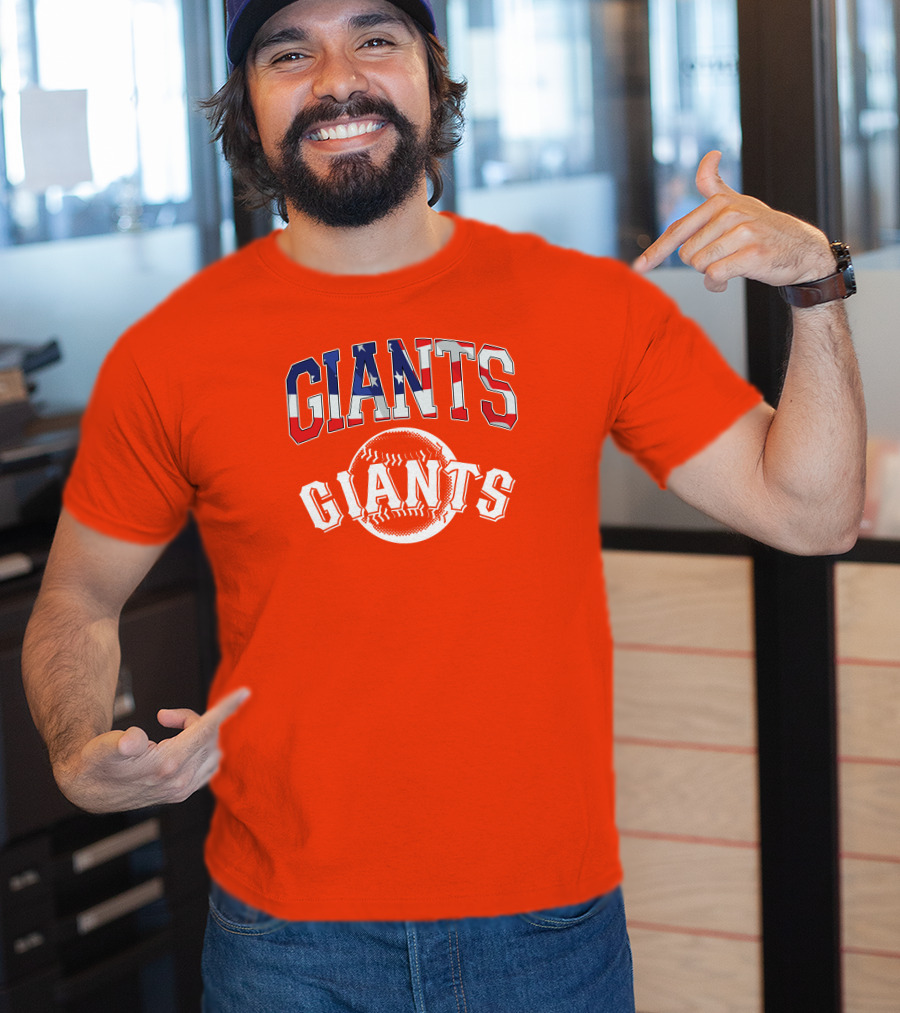 San Francisco Giants American Flag Baseball Letters USA T-Shirt