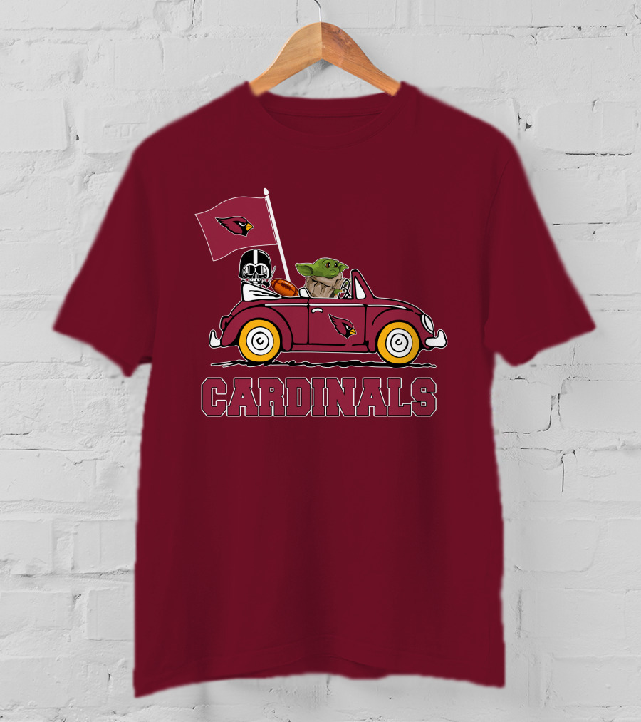 Arizona Cardinals Darth Vader Baby Yoda Car Star Wars T-Shirt