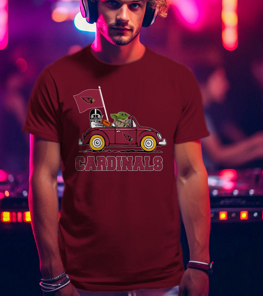 Arizona Cardinals Darth Vader Baby Yoda Car Star Wars T-Shirt
