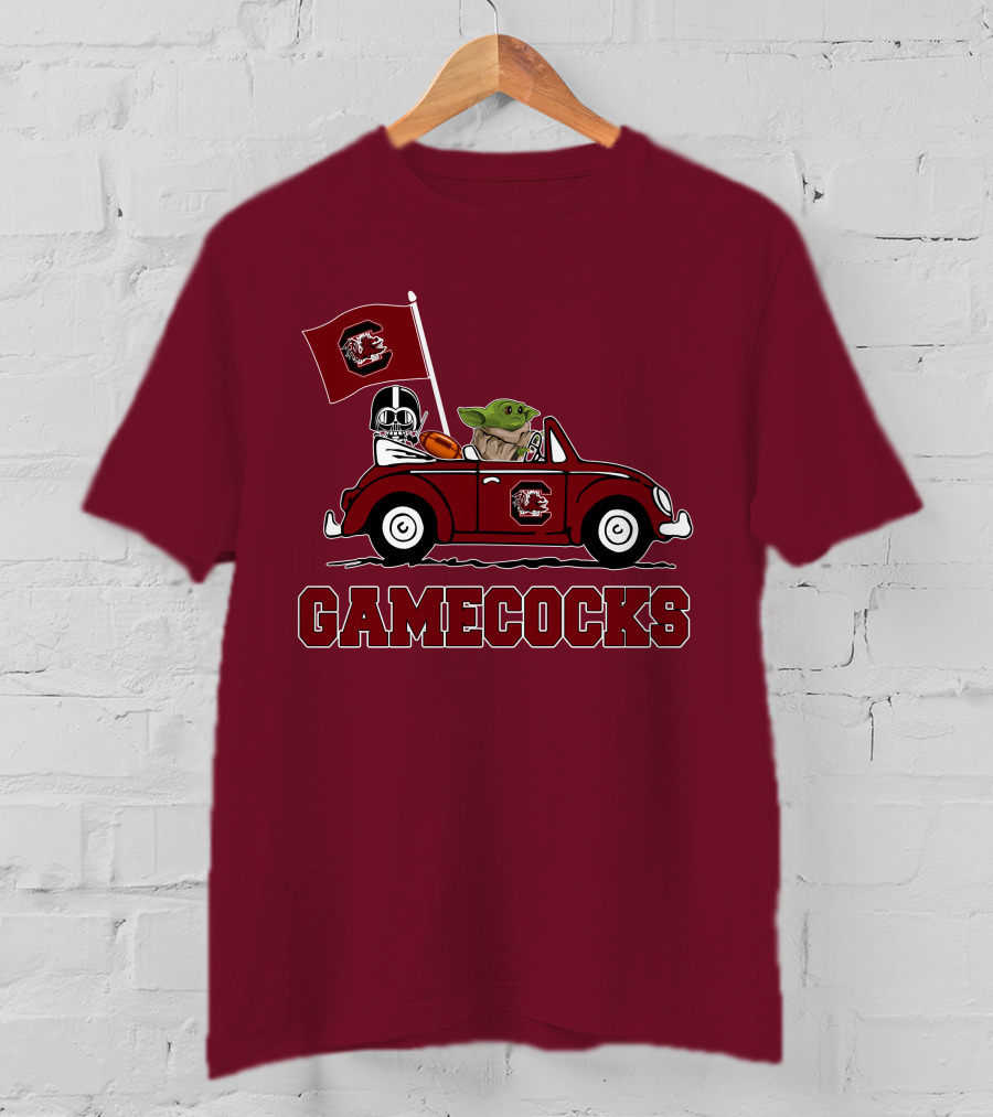 Gamecocks Baby Yoda Darth Vader Driving Football Star Wars T-Shirt