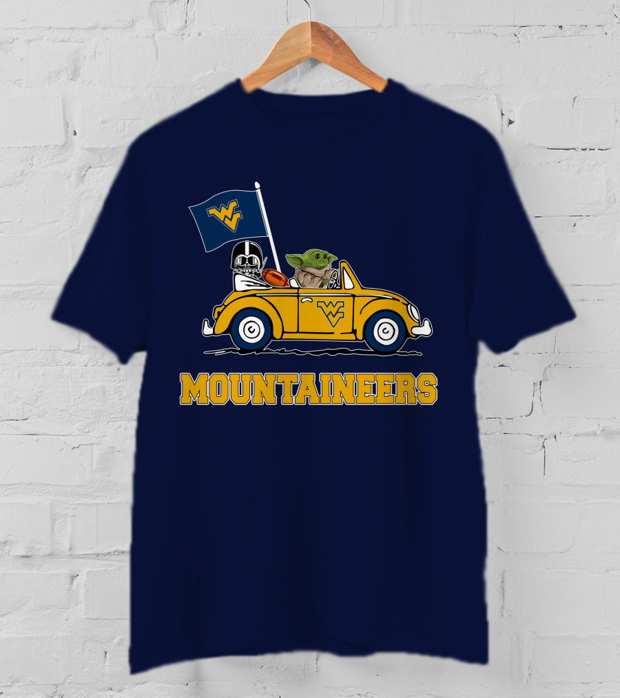 Mountaineers WVM Driving Featuring Baby Yoda And Football Helmet T-Shirt