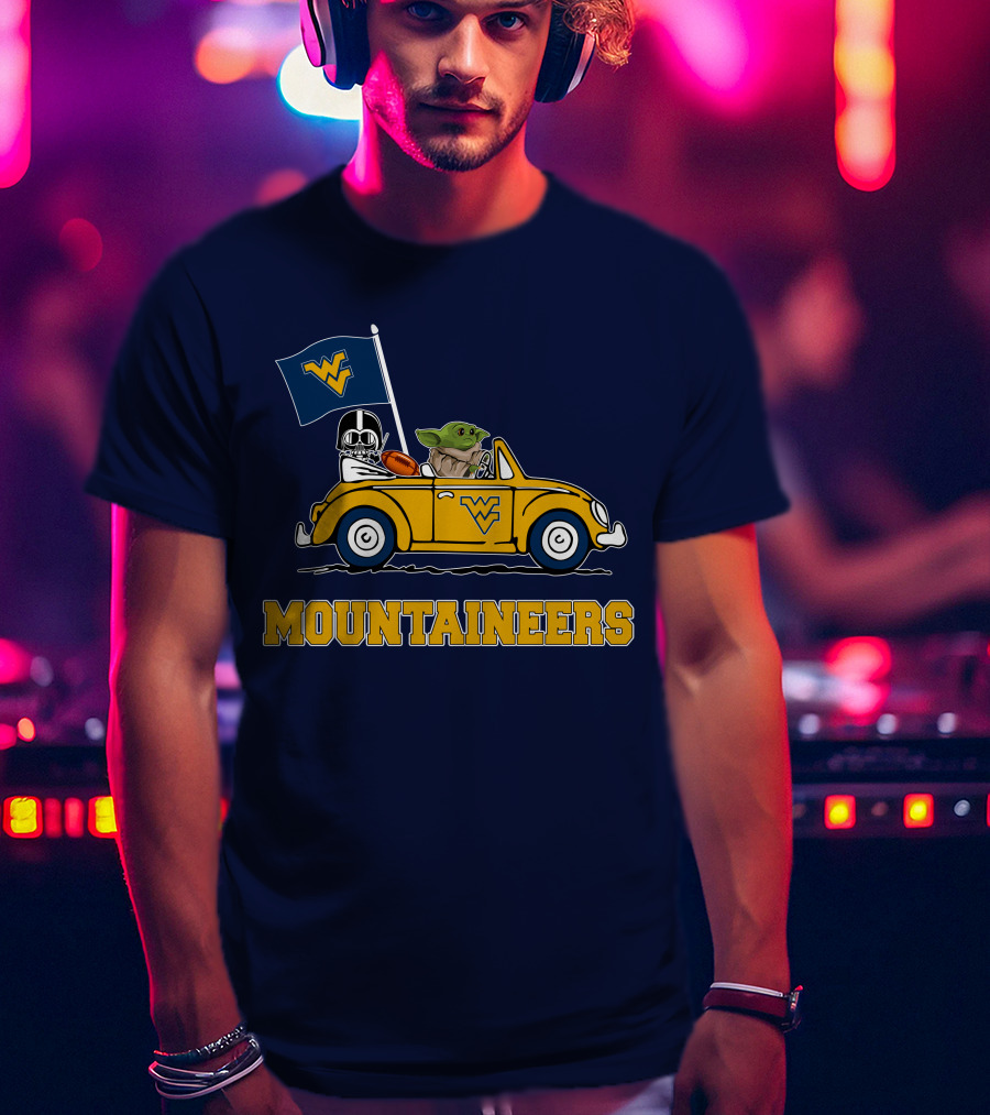 Mountaineers WVM Driving Featuring Baby Yoda And Football Helmet T-Shirt