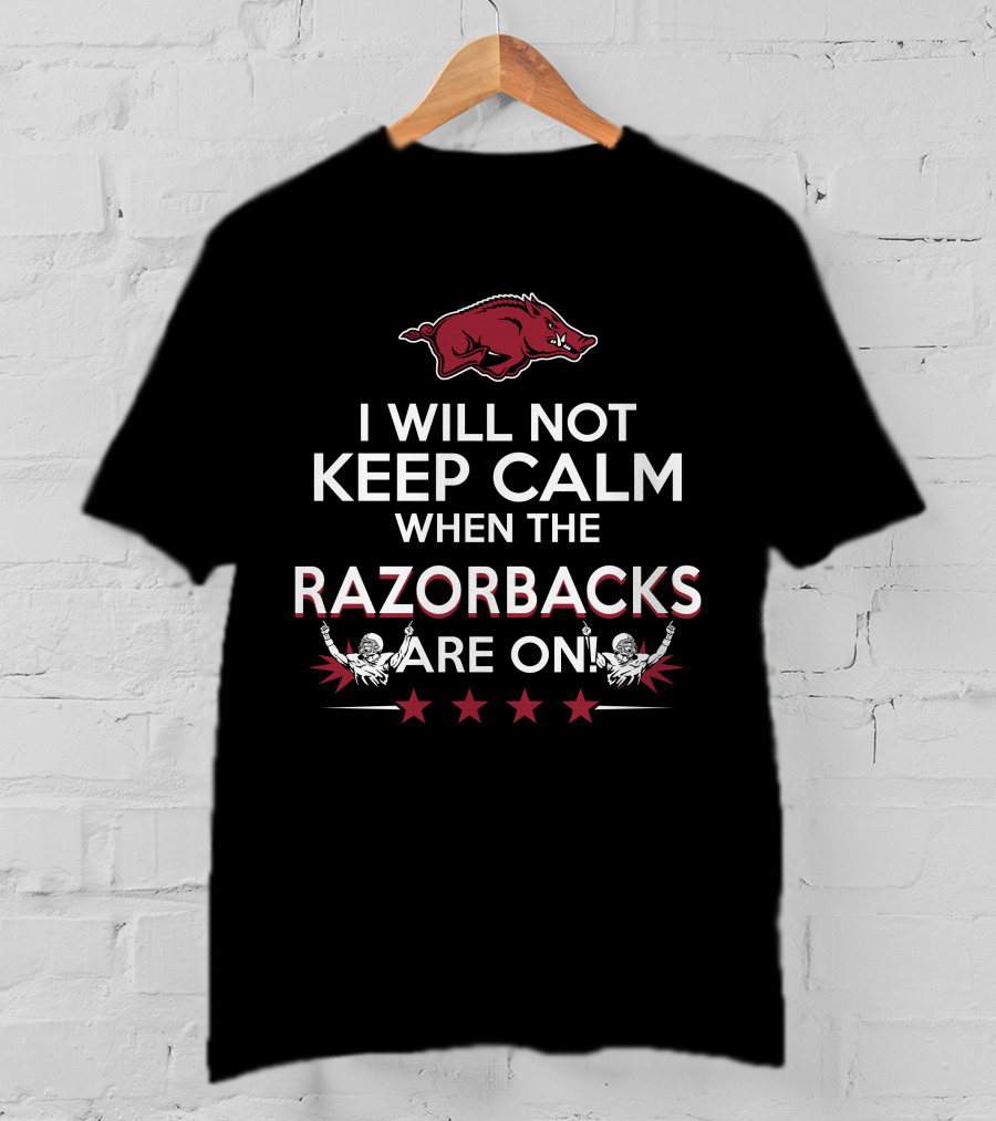 I Will Not Keep Calm When The Razorbacks Are On With Pig And Stars T-Shirt