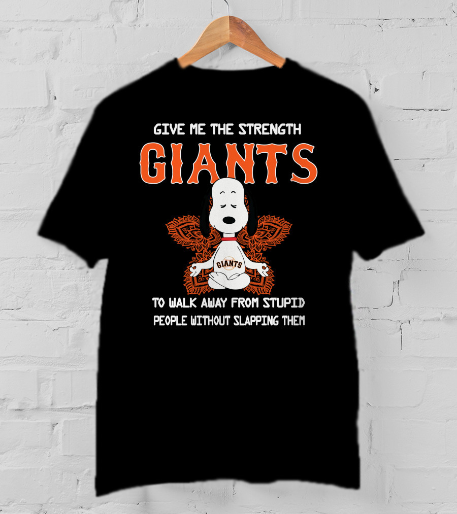 Give Me The Strength Giants Snoopy Yoga To Walk Away From Stupid People Without Slapping Them T-Shirt