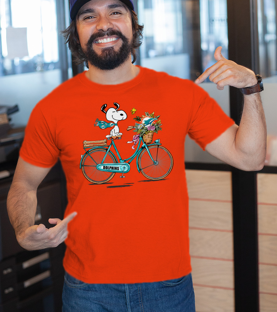 Miami Dolphins Snoopy Bicycle Adventure T-Shirt