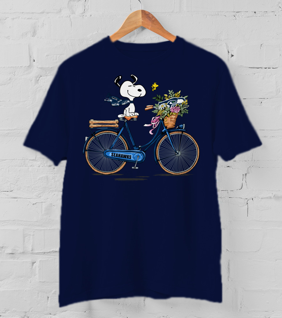 Seattle Seahawks Snoopy Bicycle Adventure T-Shirt