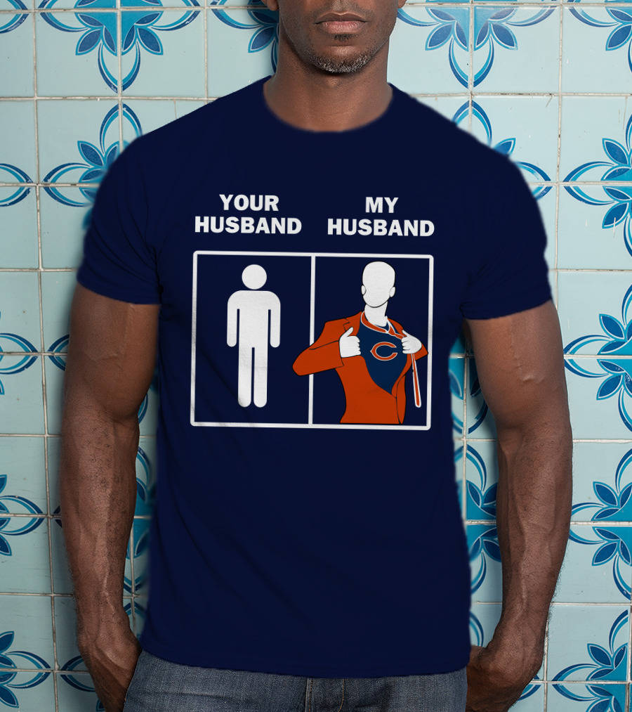 Chicago Bears My Husband Superman Logo Parody Your Husband T-Shirt