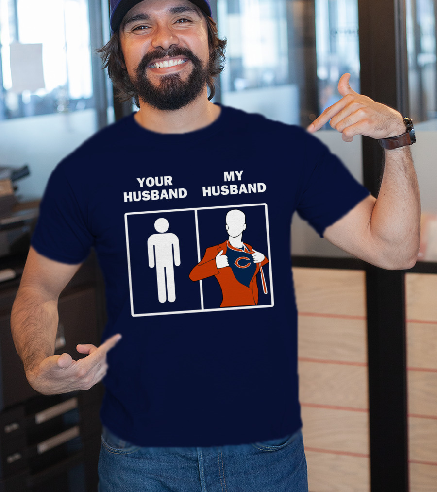 Chicago Bears My Husband Superman Logo Parody Your Husband T-Shirt