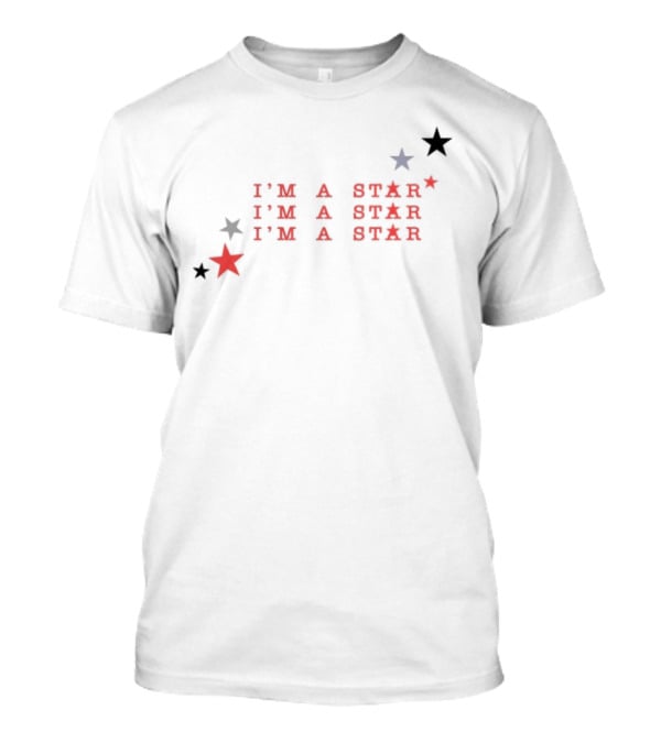 I'm A Star Red Blue Stars Repeating Text Pattern T-Shirt