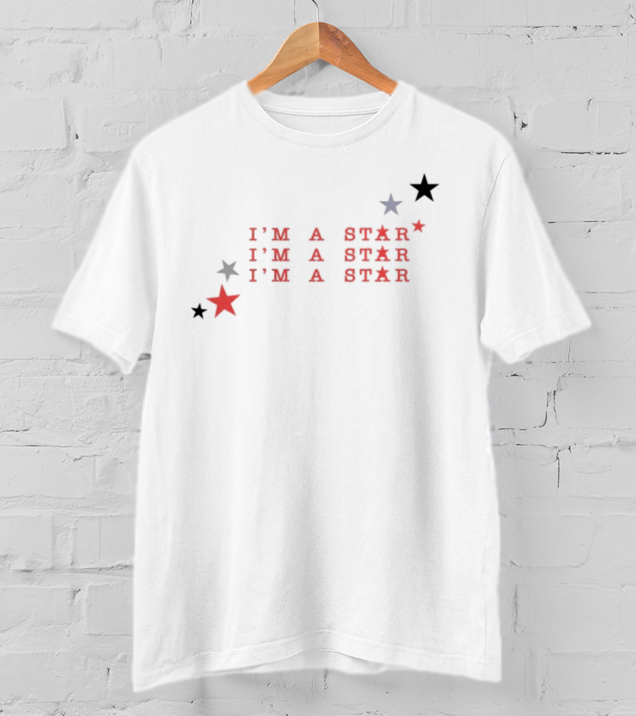 I'm A Star Red Blue Stars Repeating Text Pattern T-Shirt