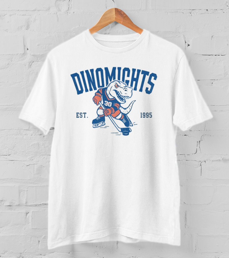 DinoMights Hockey Est 1995 Dinosaur Team Mascot T-Shirt