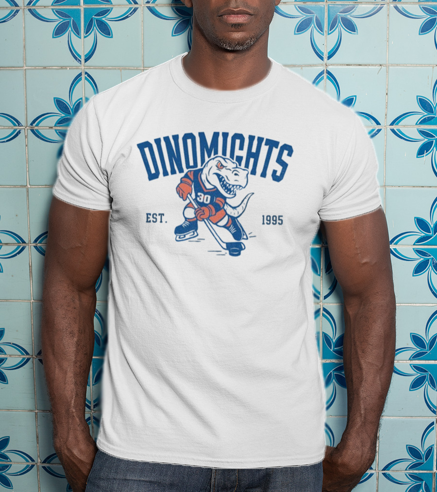 DinoMights Hockey Est 1995 Dinosaur Team Mascot T-Shirt
