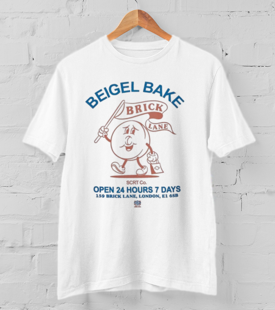 Beigel Bake Brick Lane Cartoon Bagel Open 24 Hours 7 Days Retro Style T-Shirt