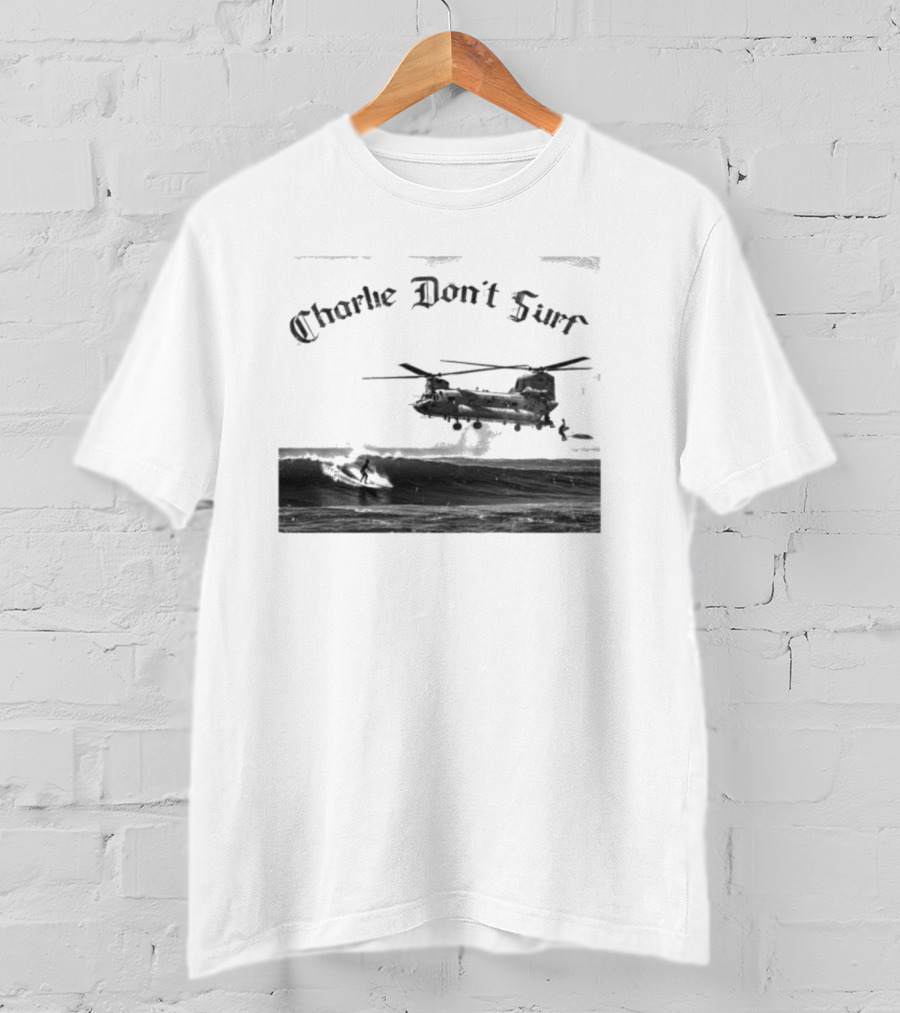 Charlie Don’t Surf Military Helicopter Waves T-Shirt