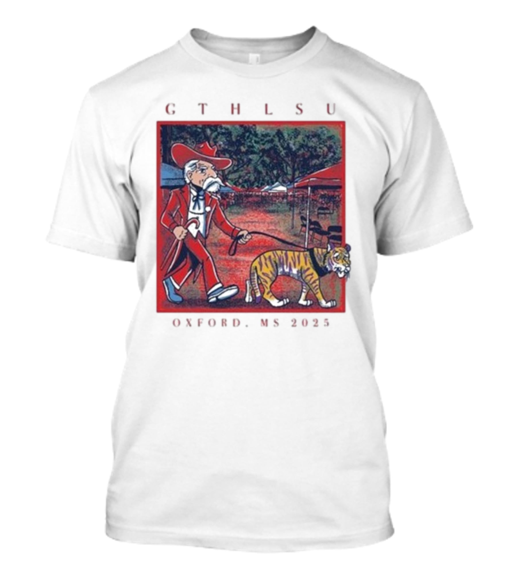 GTH LSU Rebel Walking Tiger Oxford MS 2025 T-Shirt