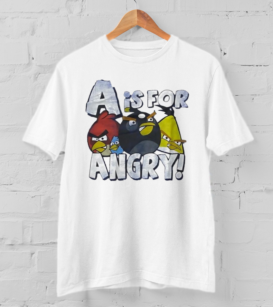 A Is For Angry Birds Characters Text Design T-Shirt