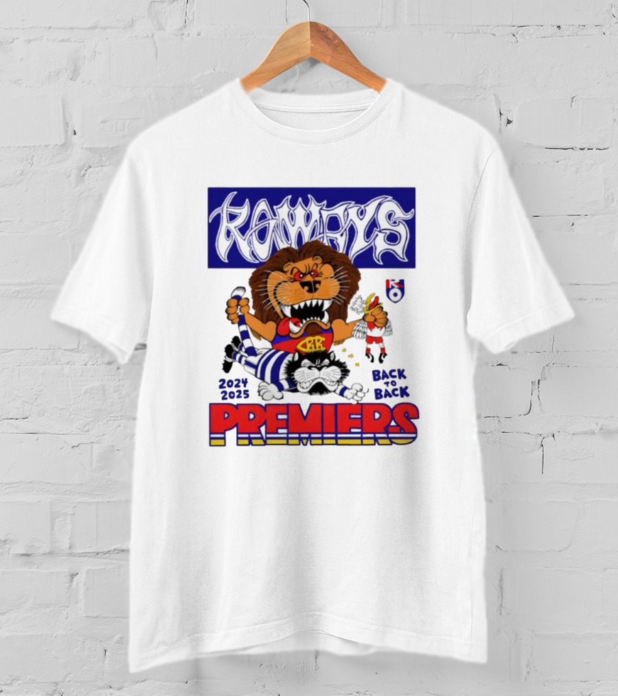 Brisbane Lions Rowdy Premiers 2024 2025 Back To Back T-Shirt