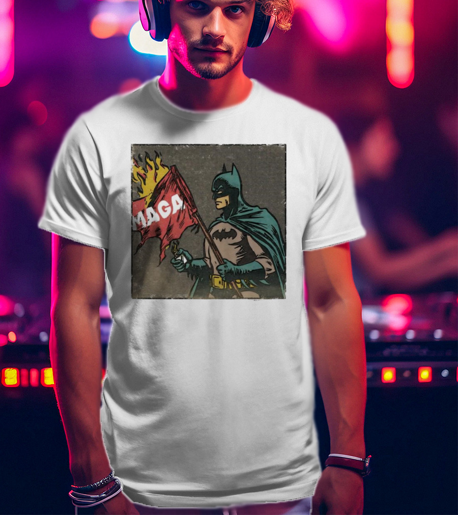 "Cult Of The Batman Holding Burning MAGA Flag" T-Shirt