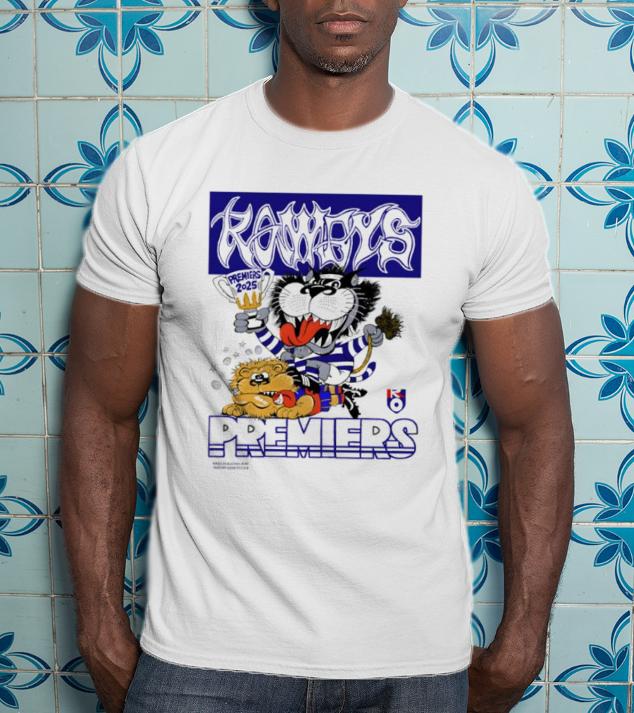 Geelong Cats Rowdys AFL Grand Finals 2025 Premiers Champions Cartoon Style T-Shirt