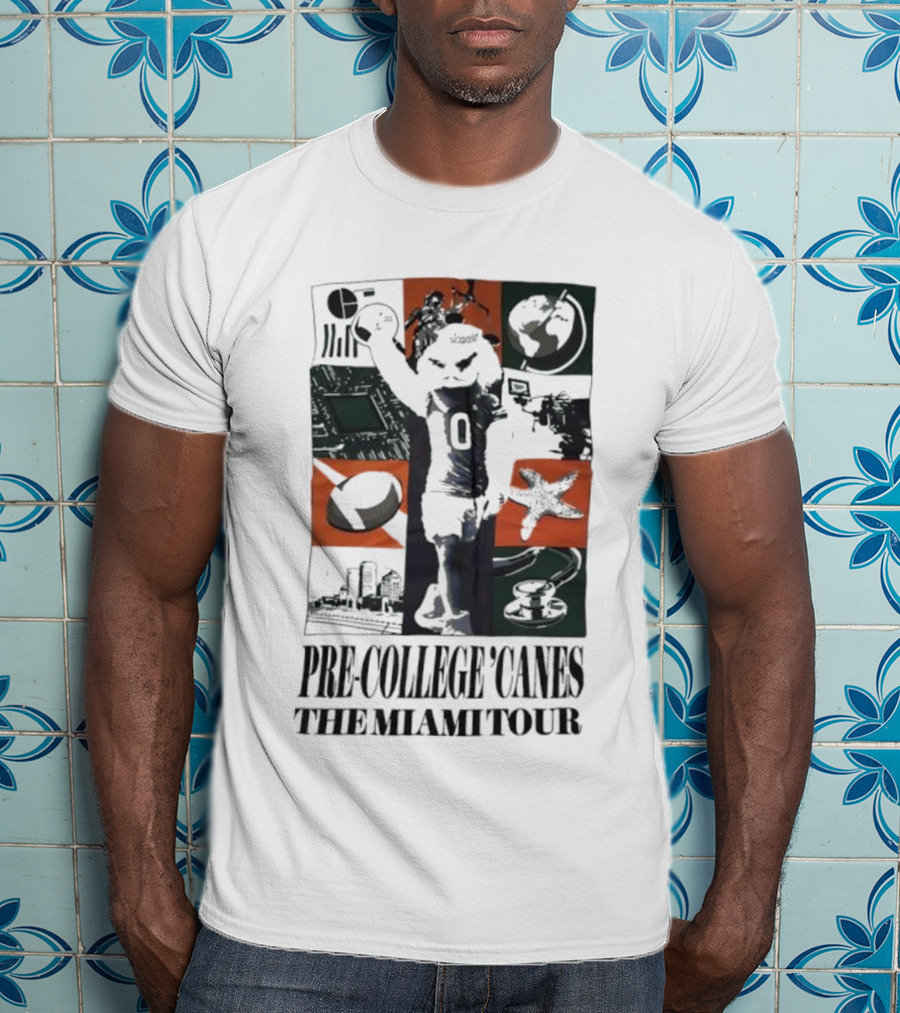 Pre-College 'Canes The Miami Tour Hurricanes Football Astronaut Cityscape Starfish Basketball T-Shirt