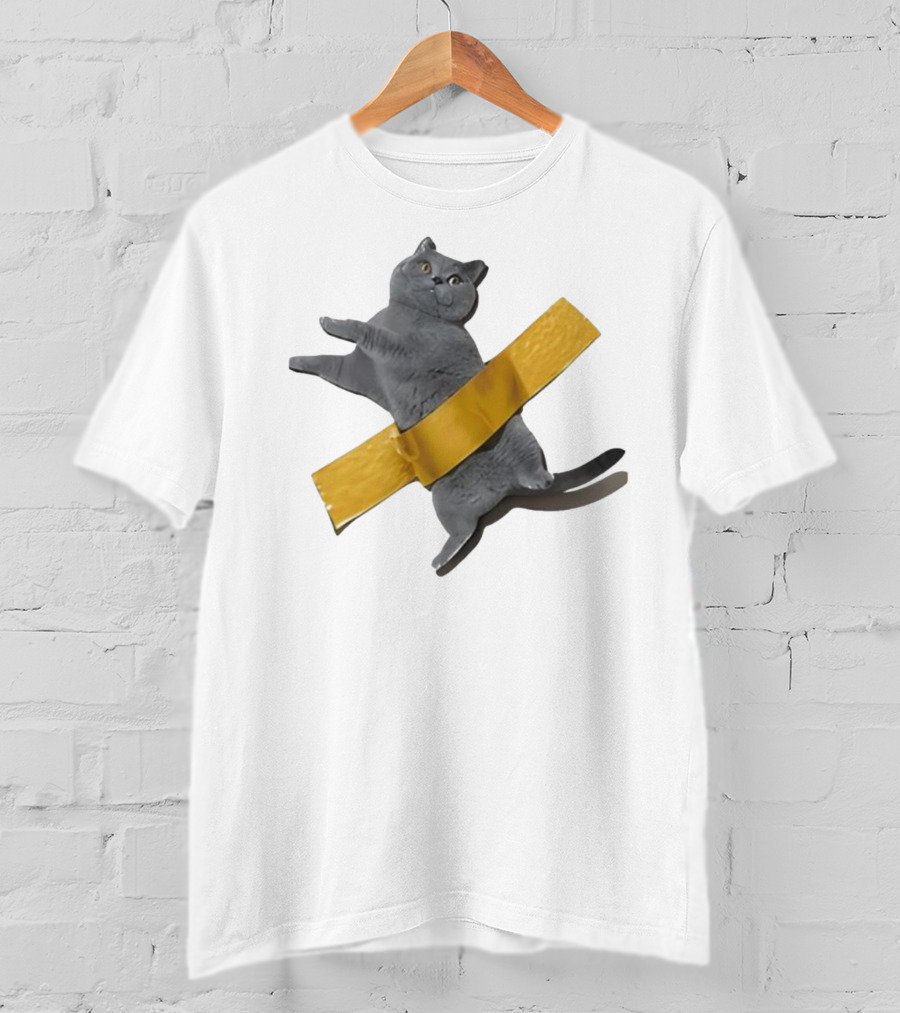 Tape Cat Joke Humor Duct Tape Gag T-Shirt