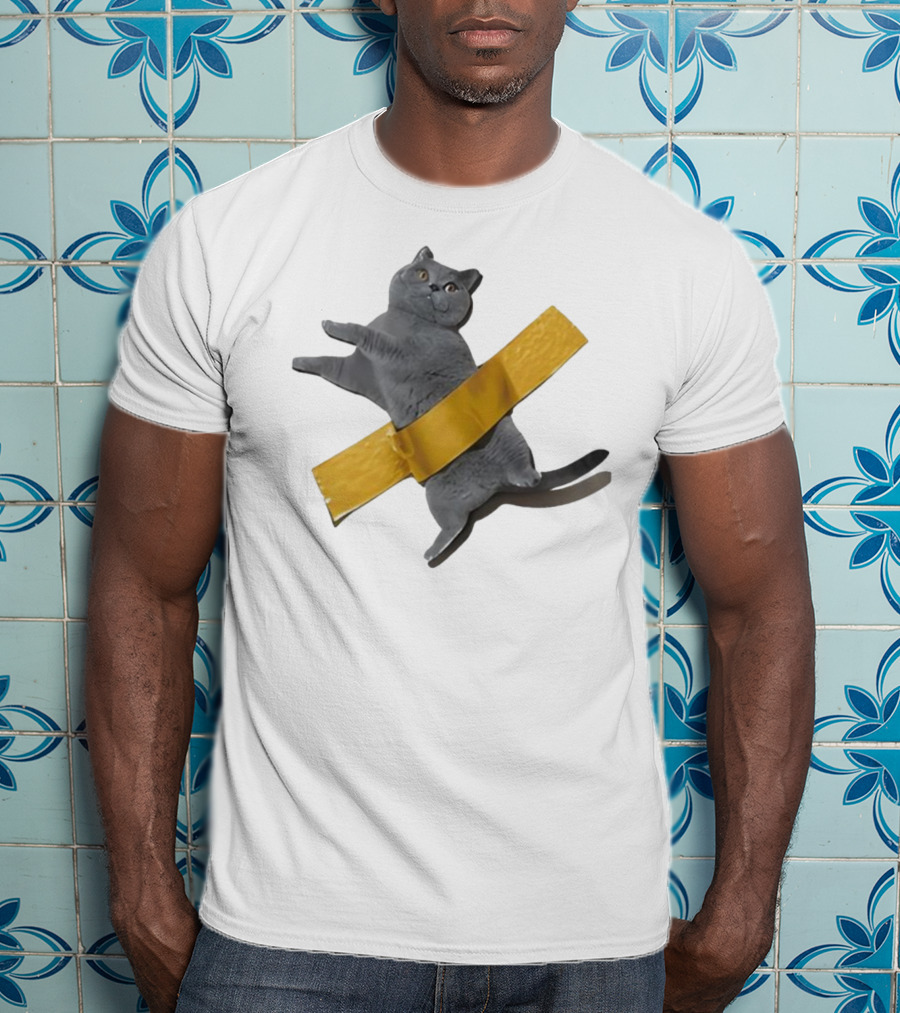 Tape Cat Joke Humor Duct Tape Gag T-Shirt