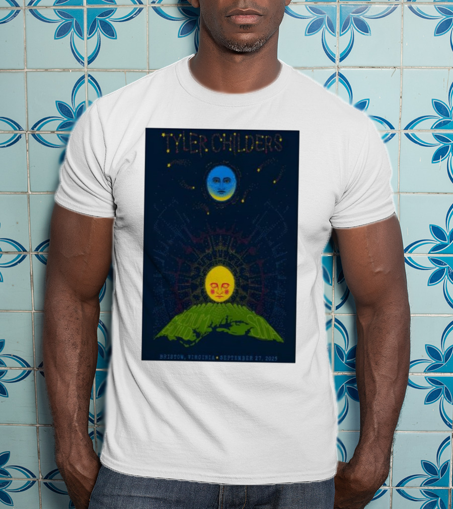 Tyler Childers Bristow Virginia September 27 2025 Medium Build Sola Blue Moon Yellow Sun T-Shirt