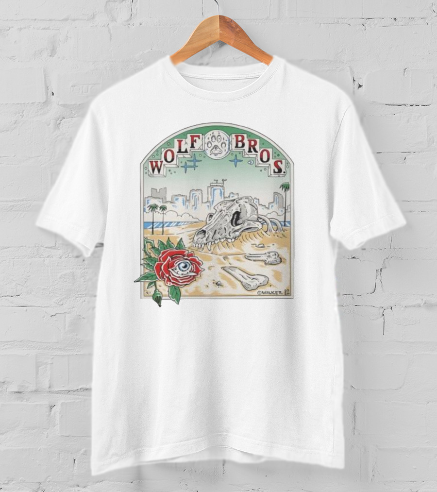Wolf Bros Skull And Rose Beach Scene Ft Lauderdale Florida T-Shirt
