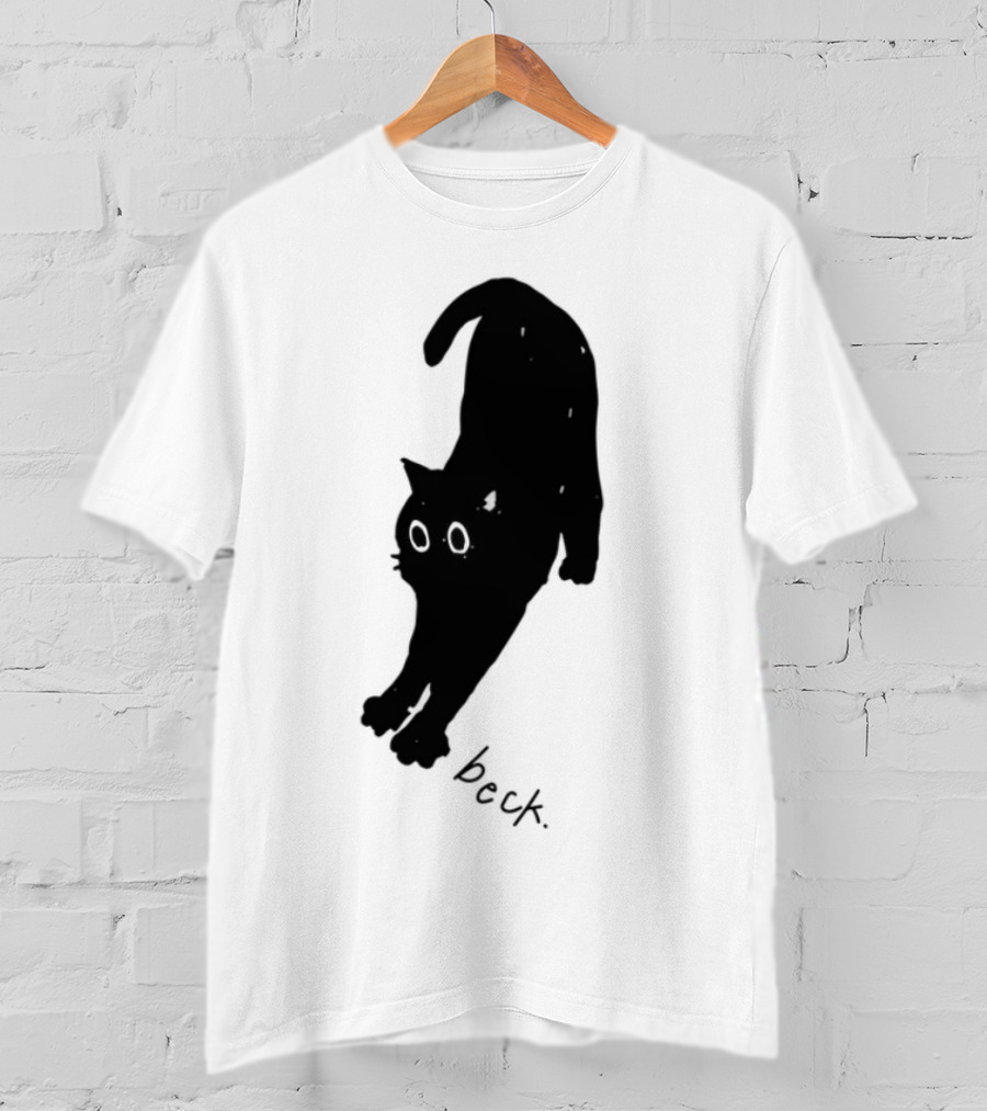 Beck Stretching Cat Silhouette Black Outline T-Shirt