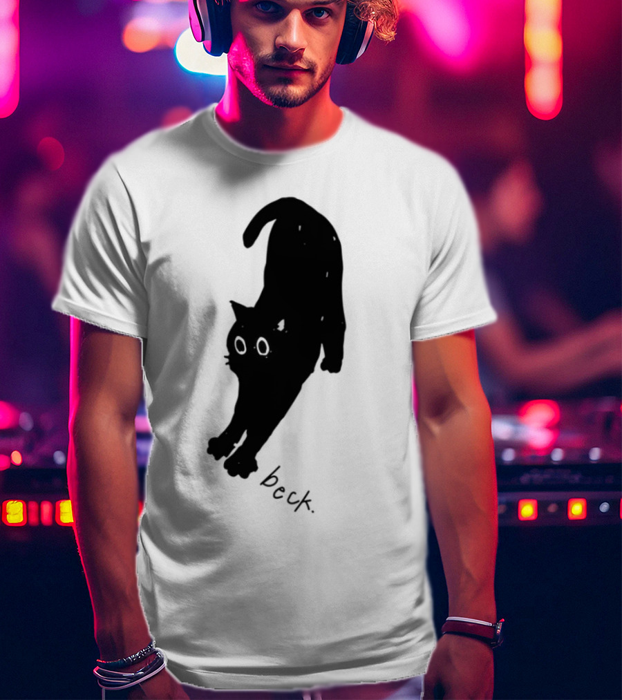 Beck Stretching Cat Silhouette Black Outline T-Shirt