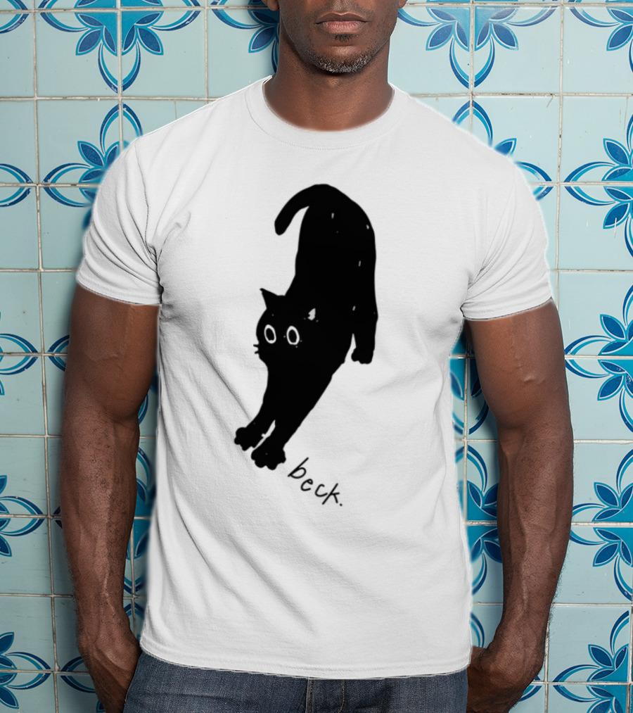 Beck Stretching Cat Silhouette Black Outline T-Shirt